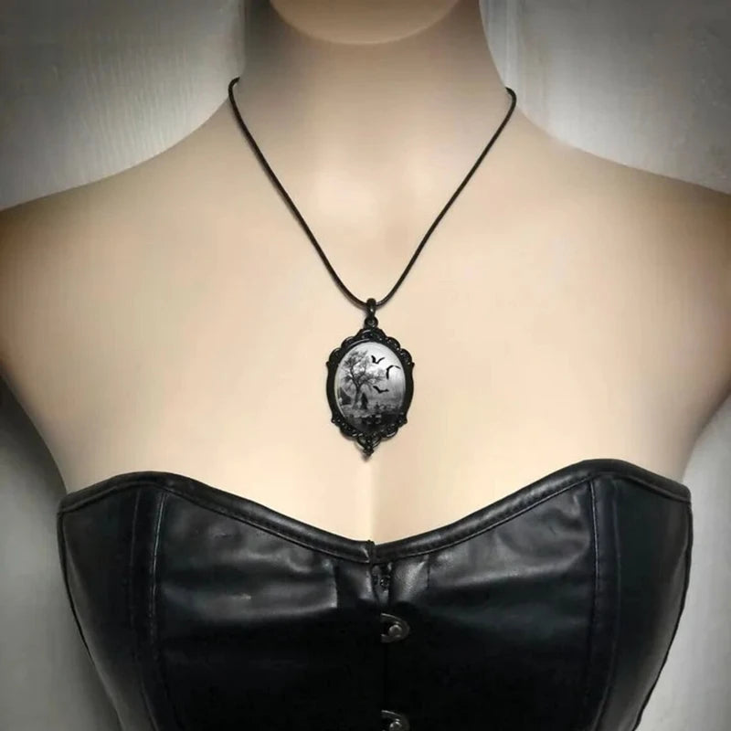 Gothic Cemetery Bat Necklace