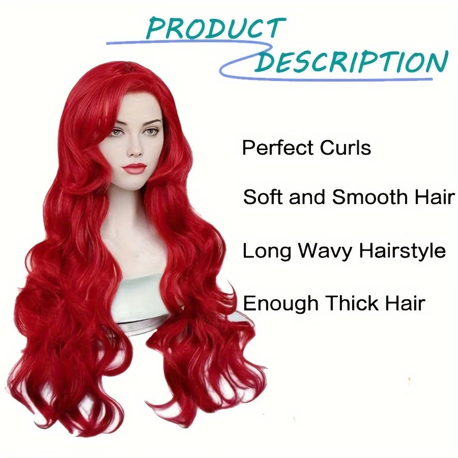 Long Curly Red Mermaid Wig