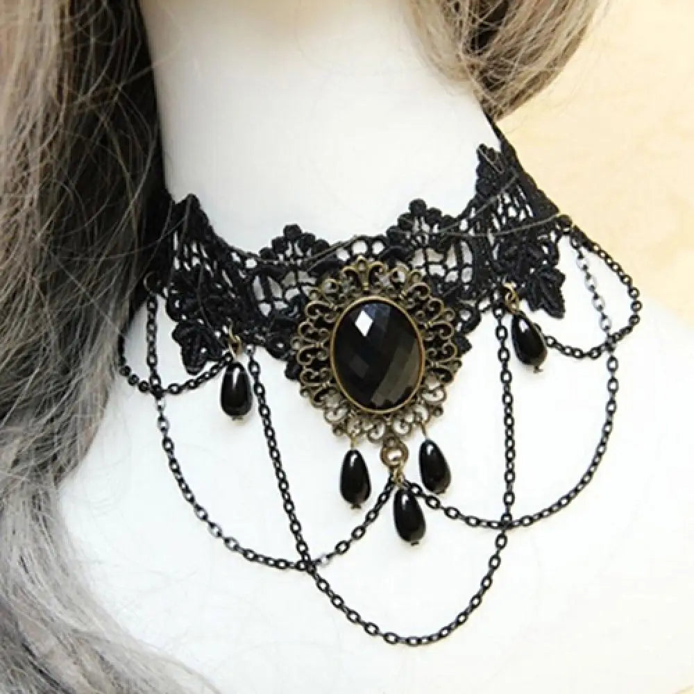 Victorian Black Lace Choker