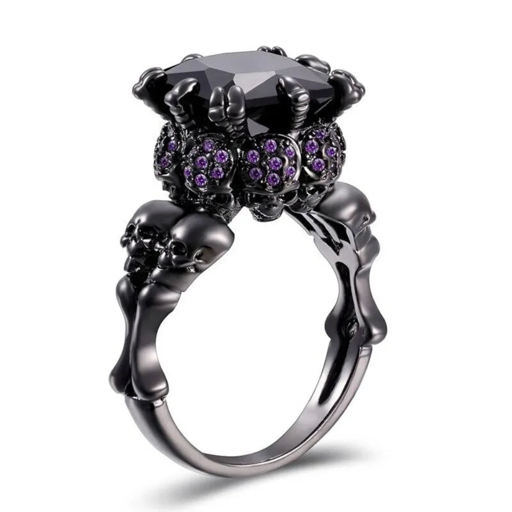 Red Crystal Skull Ring
