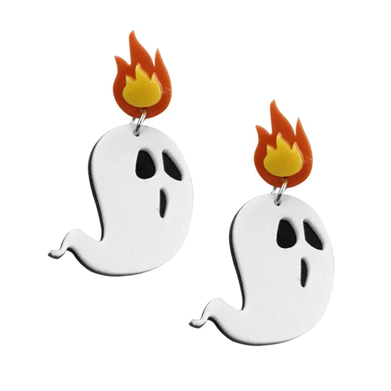 Ghost with Flame Earrings