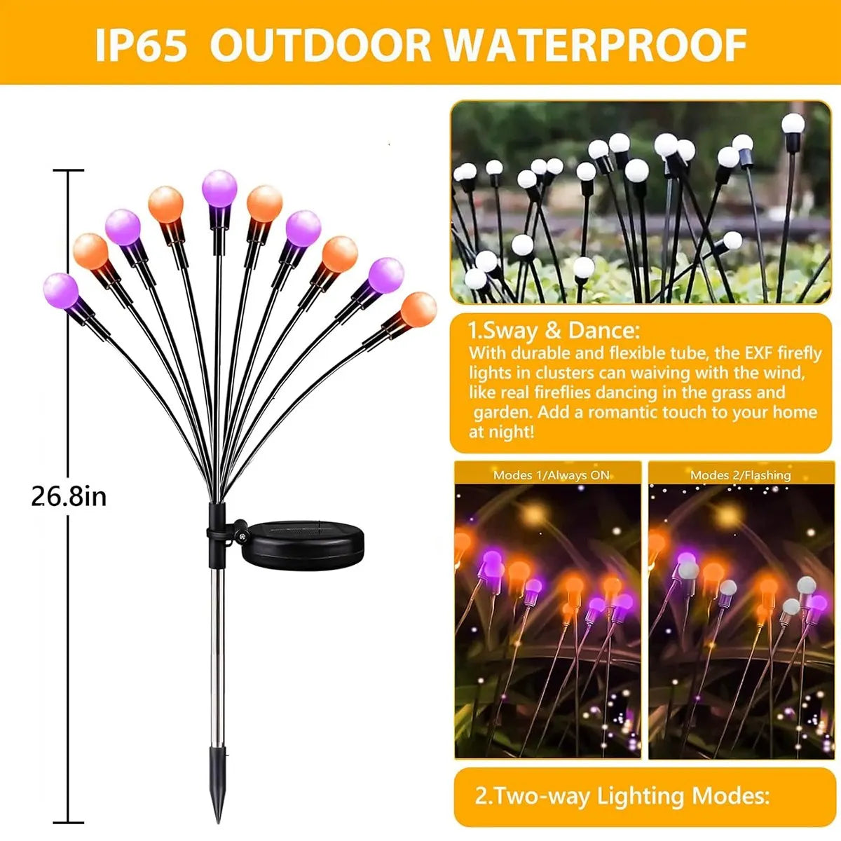 Solar Purple & Orange Firefly Lights
