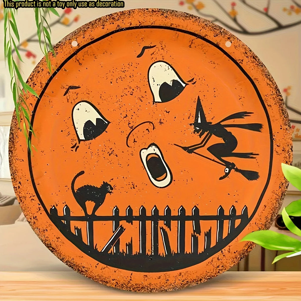 Ghost, Witch & Black Cat Wooden Sign