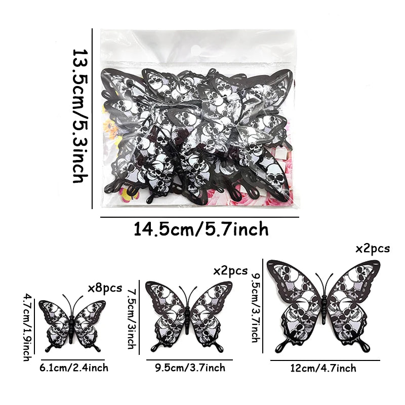 Blood Rose Butterfly 3D Wall Stickers (12pc)