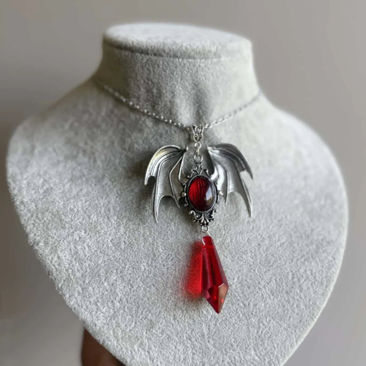 Vampire Bat Cameo Necklace