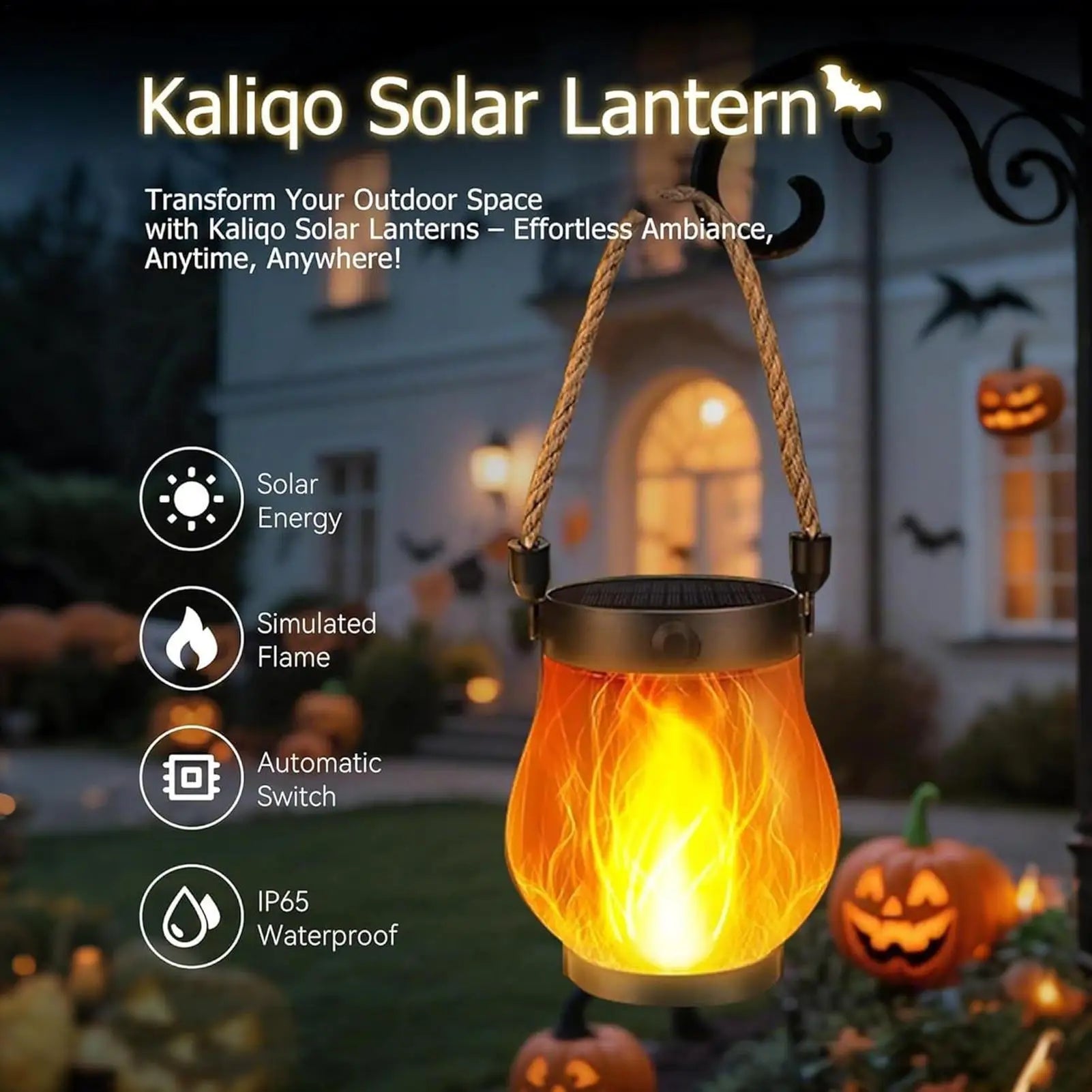 Solar Flame-Effect Hanging Lantern