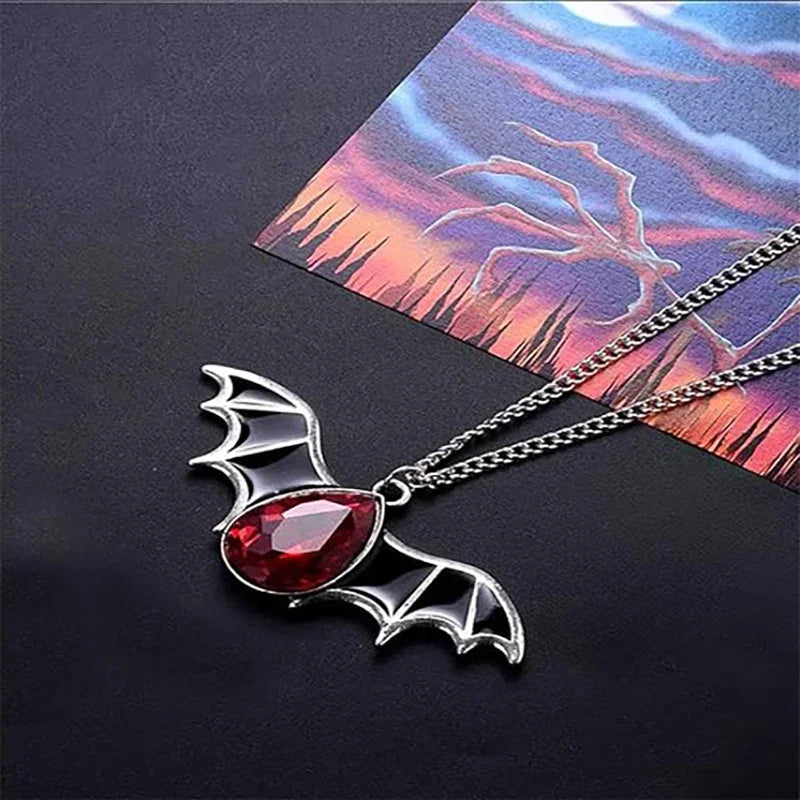 Black Bat Pendant Necklace