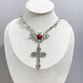 Bat & Ornate Cross Necklace