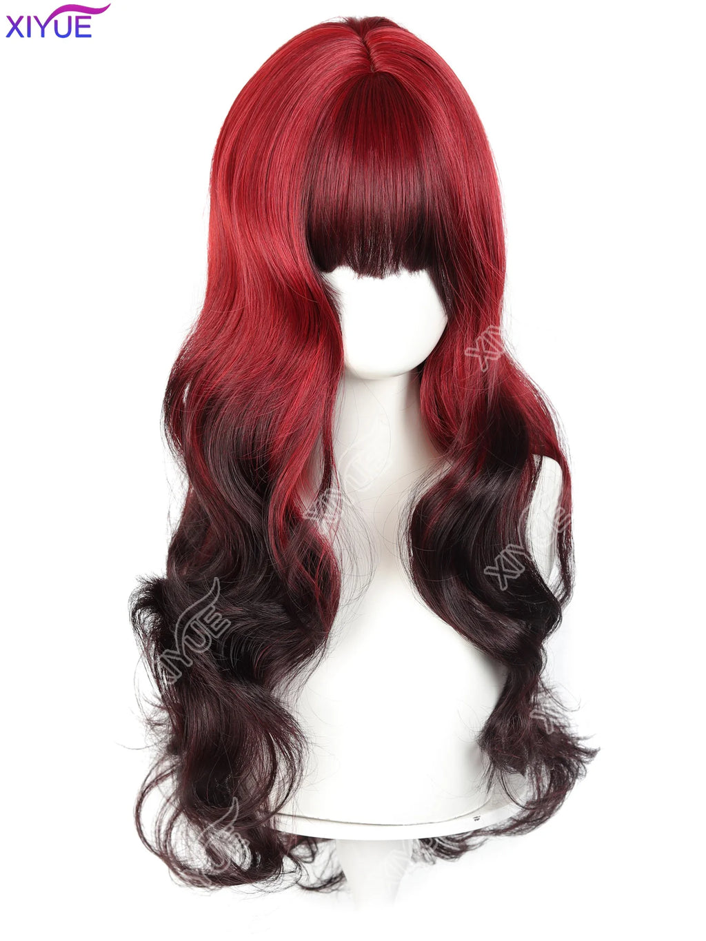 Red-Black Ombre Wavy Wig