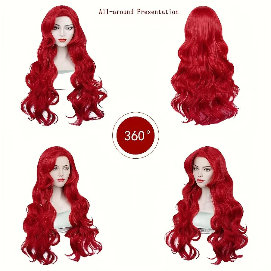 Long Curly Red Mermaid Wig