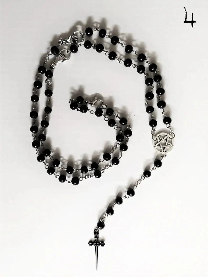 Dagger & Pentagram Rosary Necklace