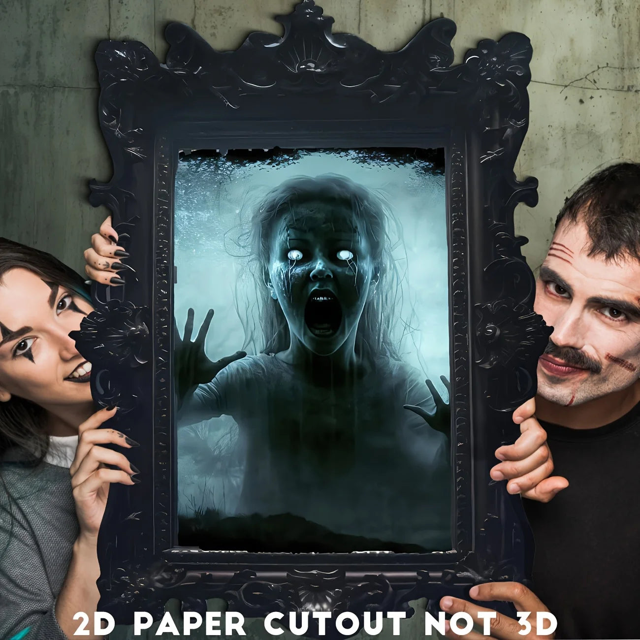 Scary Woman Photo Frame Wall Sticker