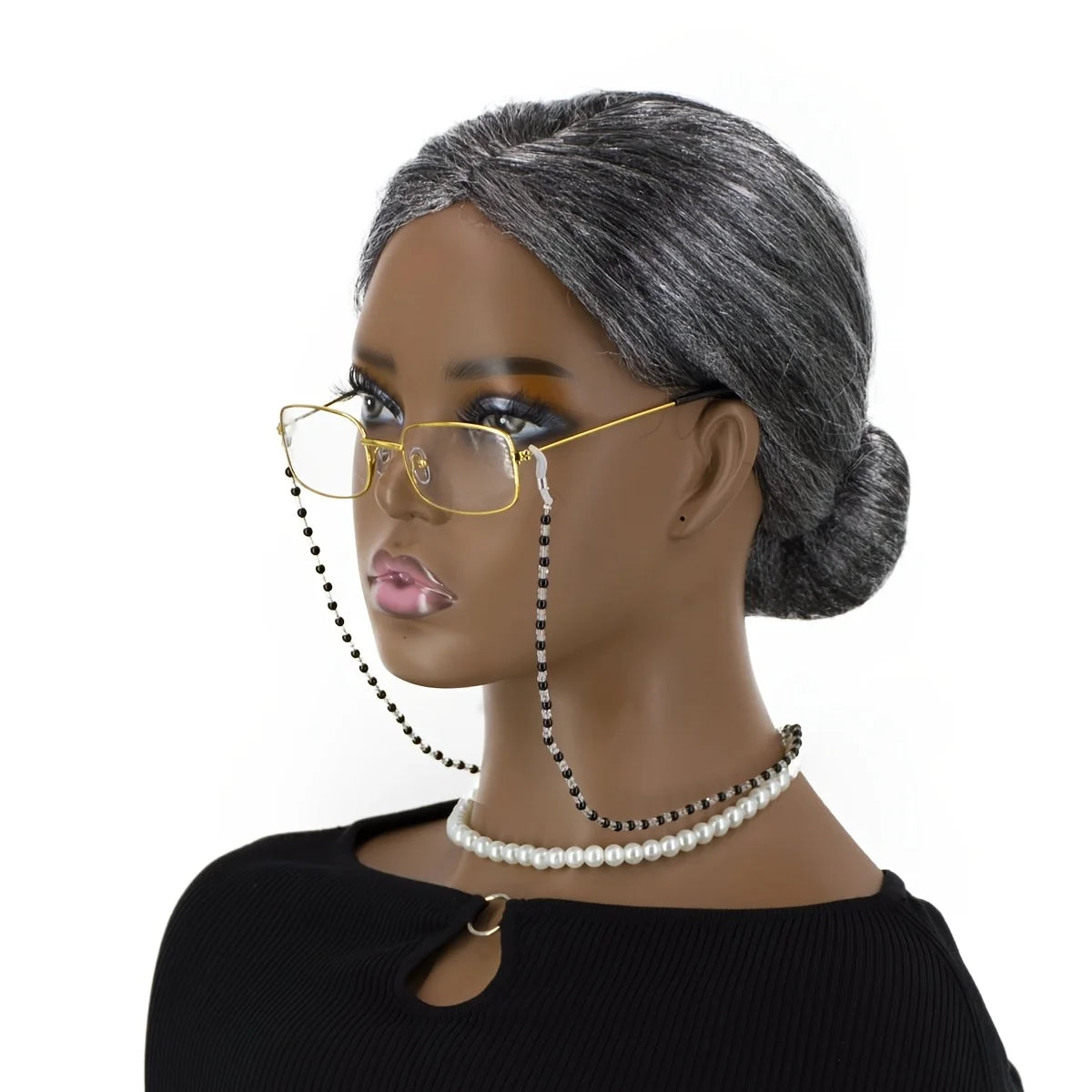 Gray Old Lady Bun Wig