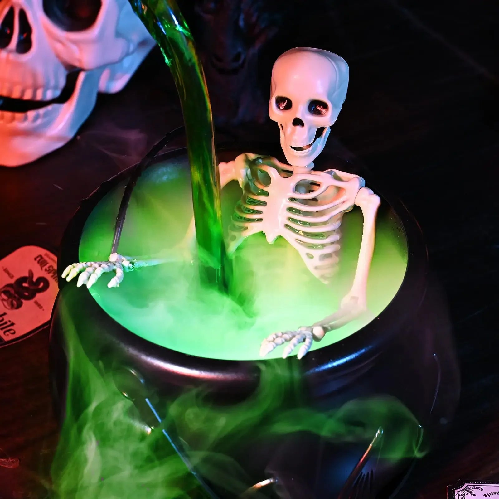 Witch's Cauldron with LED Light & Fog