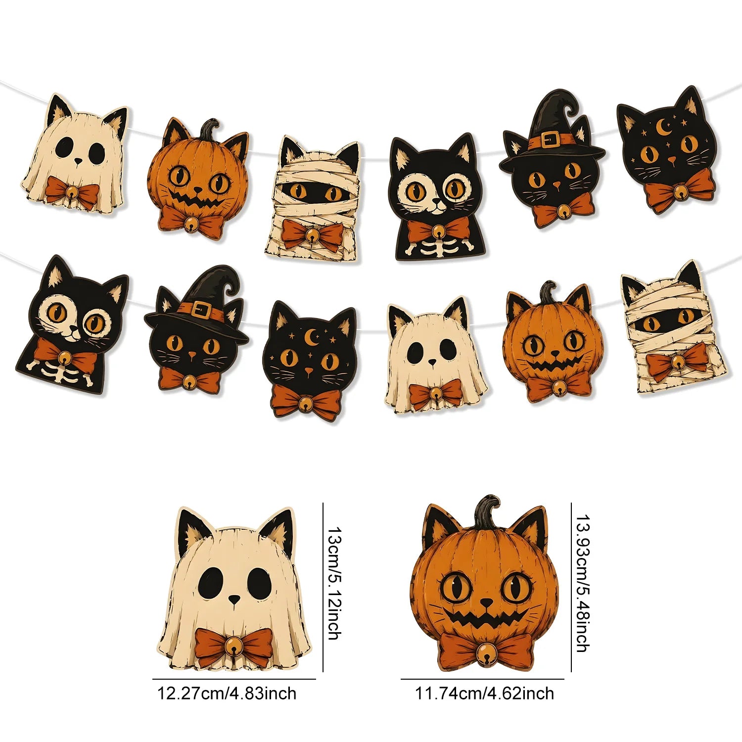 Vintage Pumpkin & Ghost Bunting Banner