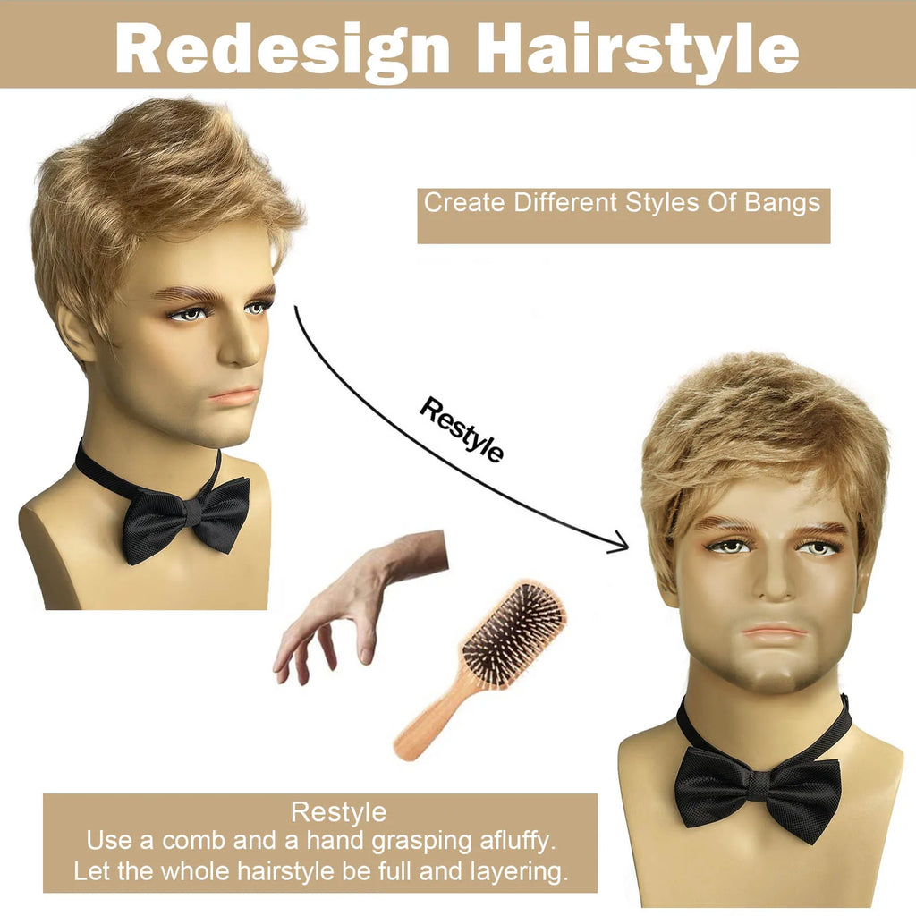 Men's Blonde Layered Wig