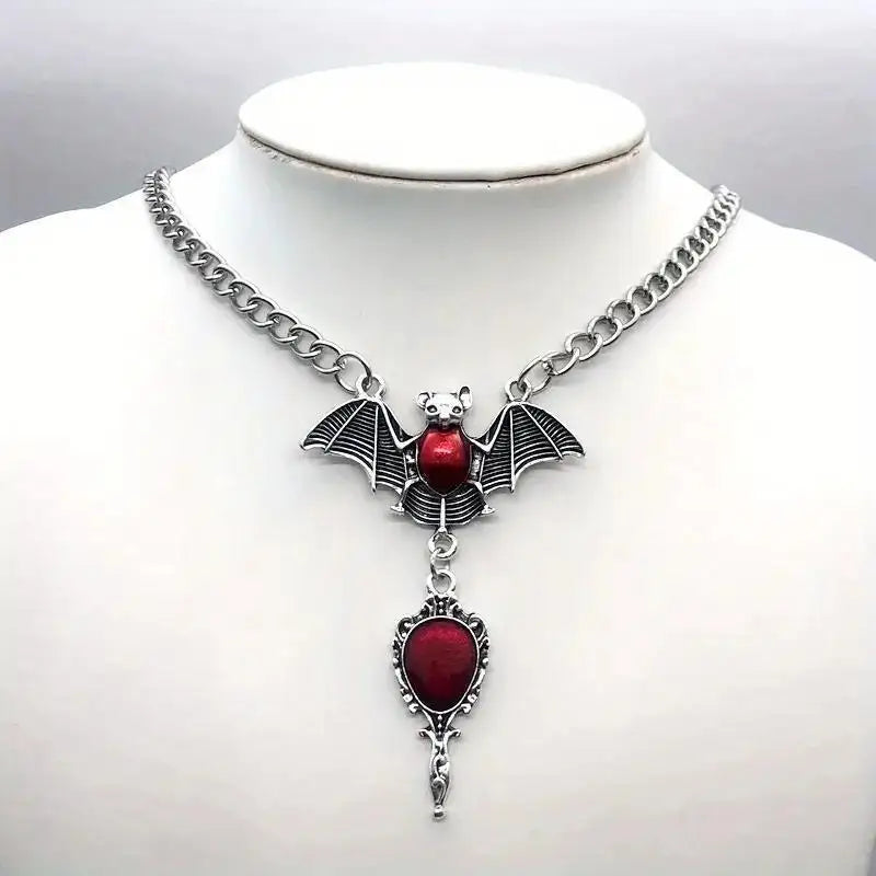 Red Vampire Bat Necklace