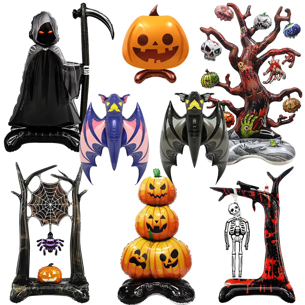 Foil Balloon Set — Pumpkin, Ghost, Bat, Dead Tree