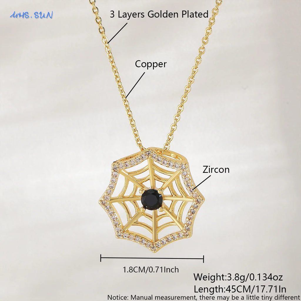 Gold Spider Web Necklace