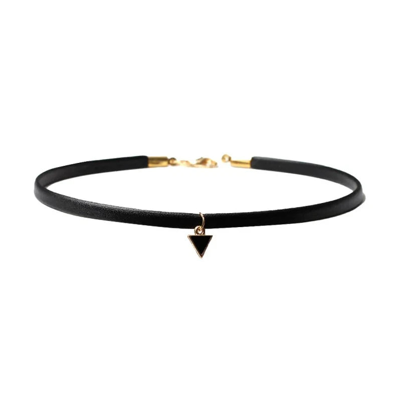 Black Velvet Choker with Triangle Charm