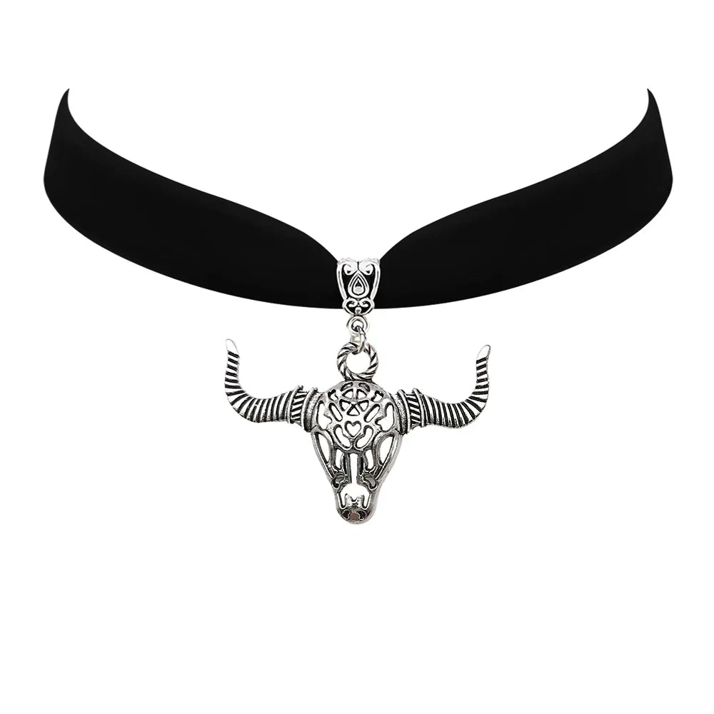 Goat Skull Charm Choker