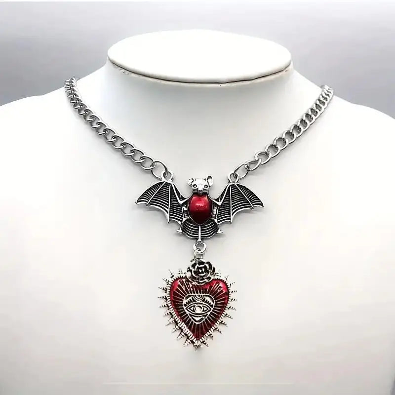 Red Vampire Bat Necklace