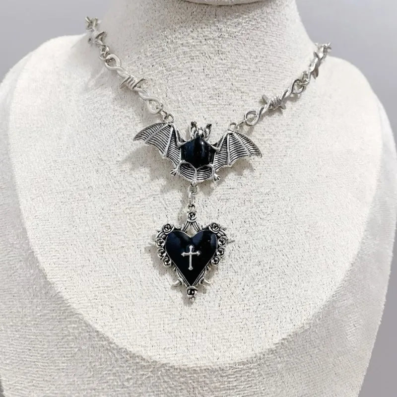 Red Vampire Bat Necklace