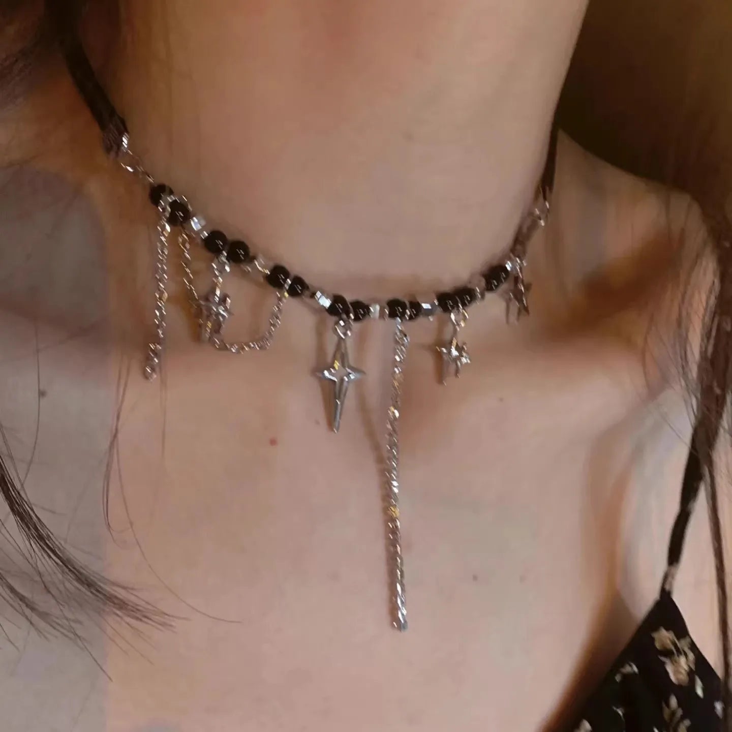 Y2K Leather Chain Choker