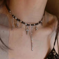 Beaded Choker with Star Chain Charms