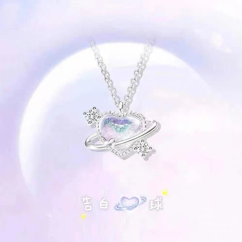 Moon Pentagram Heart Pendant