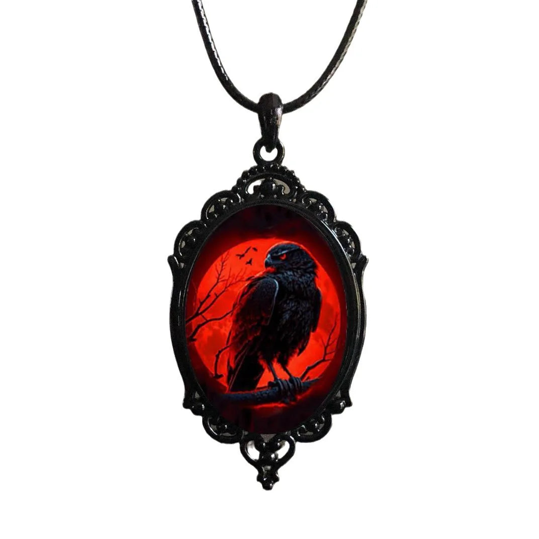 Raven Cross Glass Pendant