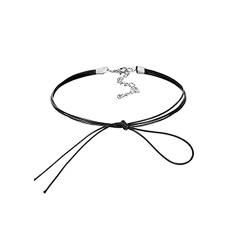 Black Thin Tie-Bow Choker