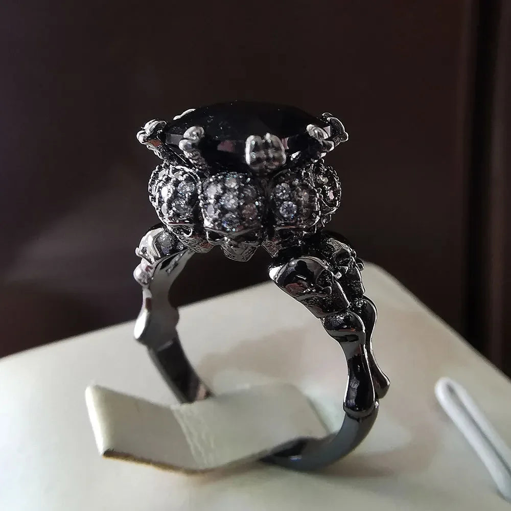 Red Crystal Skull Ring