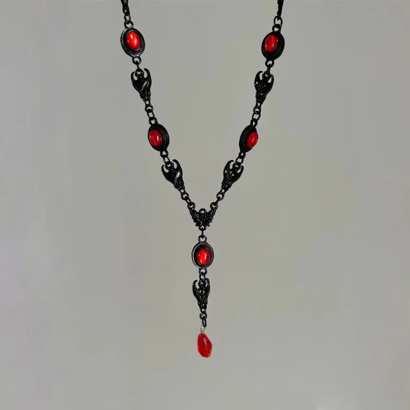 Blood Drop Bat Necklace