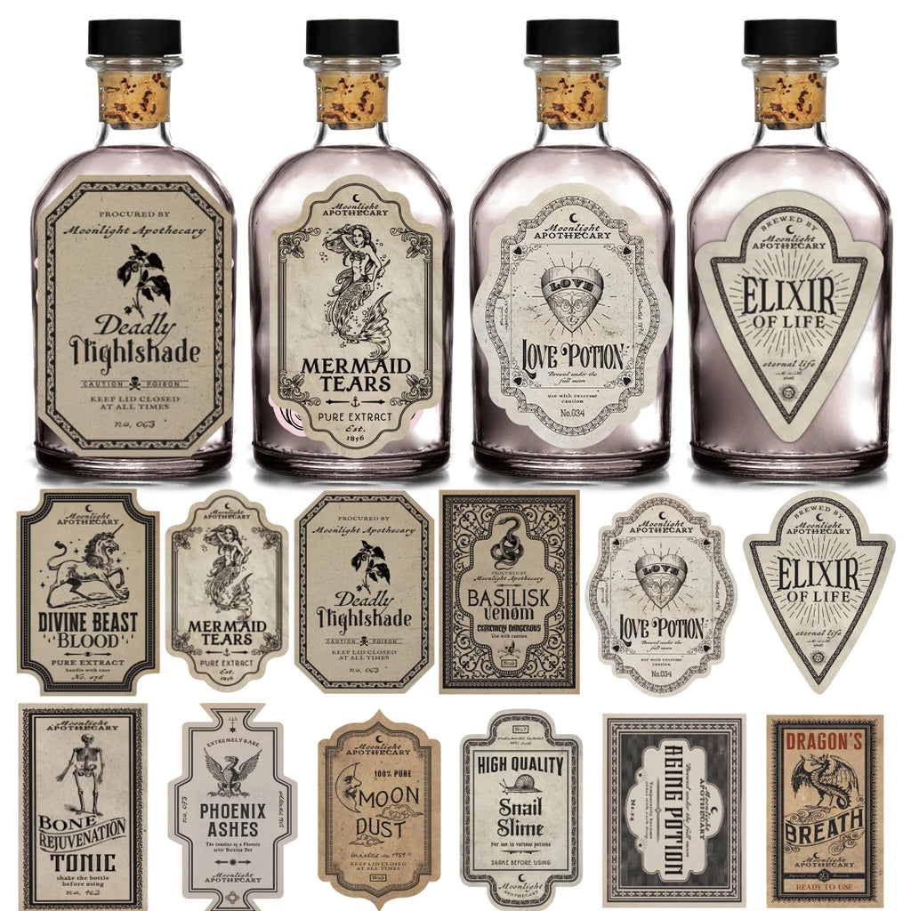 Retro Fantasy Potion Bottle Labels (12pc)