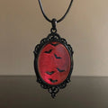 Red Bats Scene Glass Pendant Necklace
