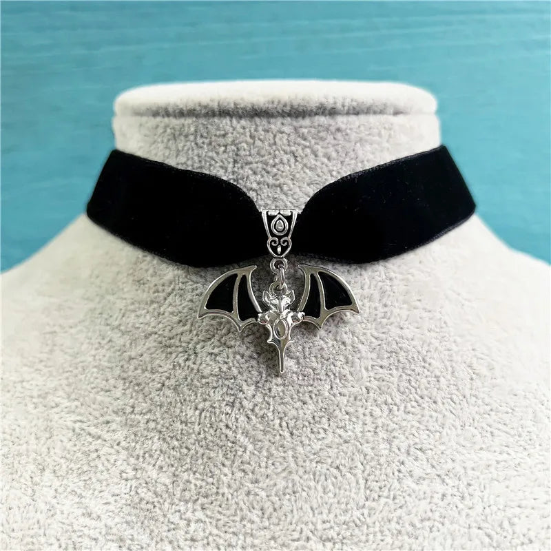 Bat Charm Ribbon Choker