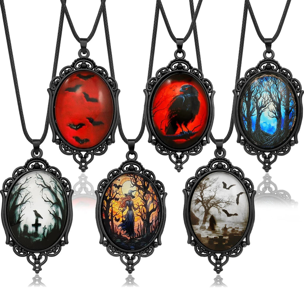 Raven Cross Glass Pendant