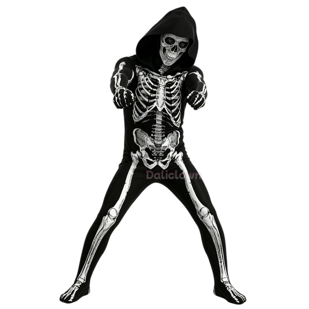 Kids Hooded Skeleton Costume