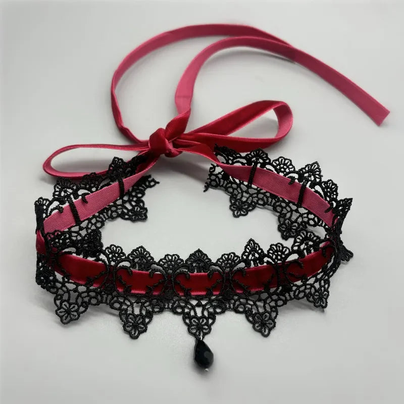 Red & Black Bow Choker