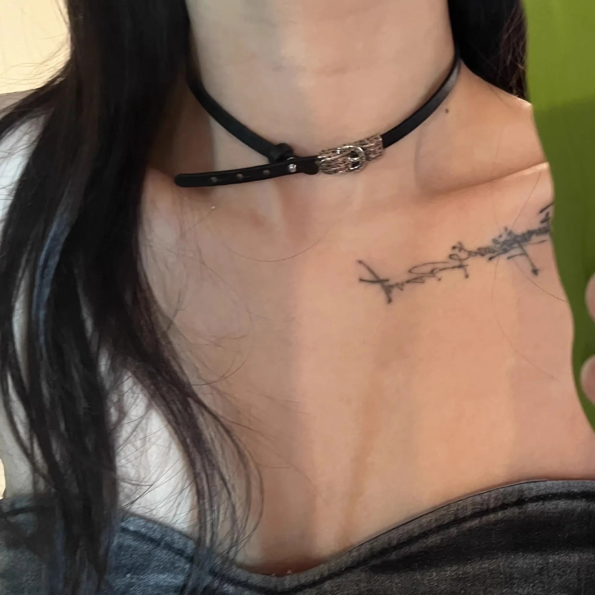 Thin Black Leather Choker