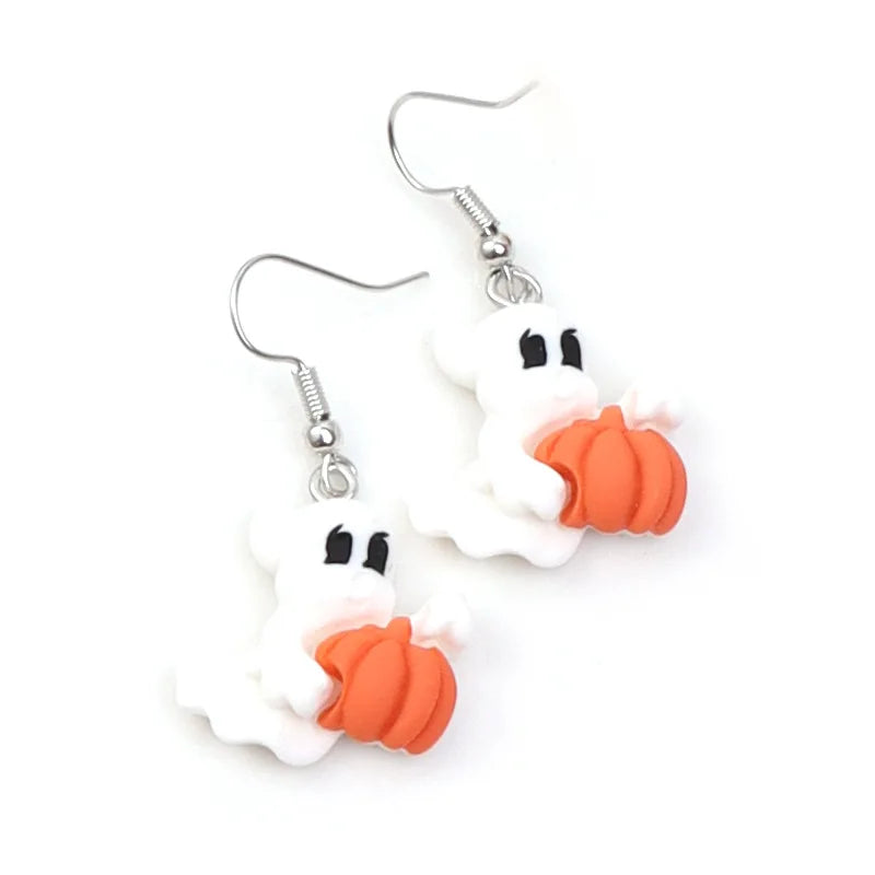 Hip Hop Bat & Pumpkin Earrings