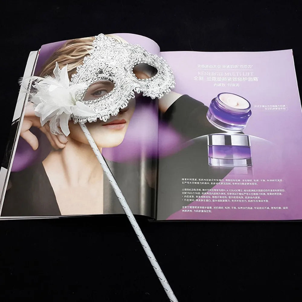 Venetian Lace Mask on a Stick