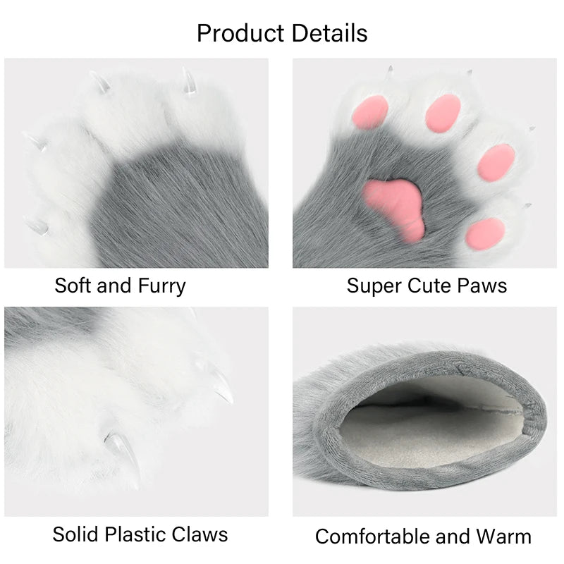 Plush Animal Claw Gloves