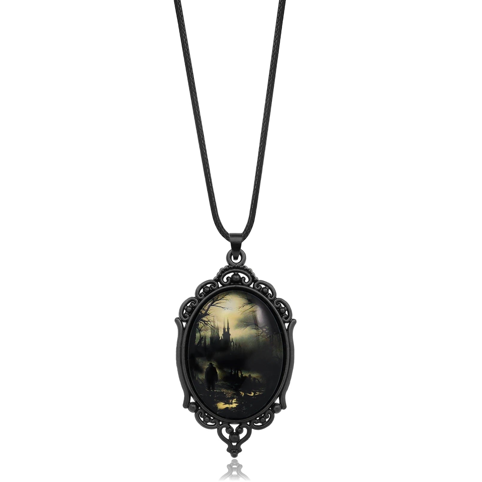 Raven Cross Glass Pendant