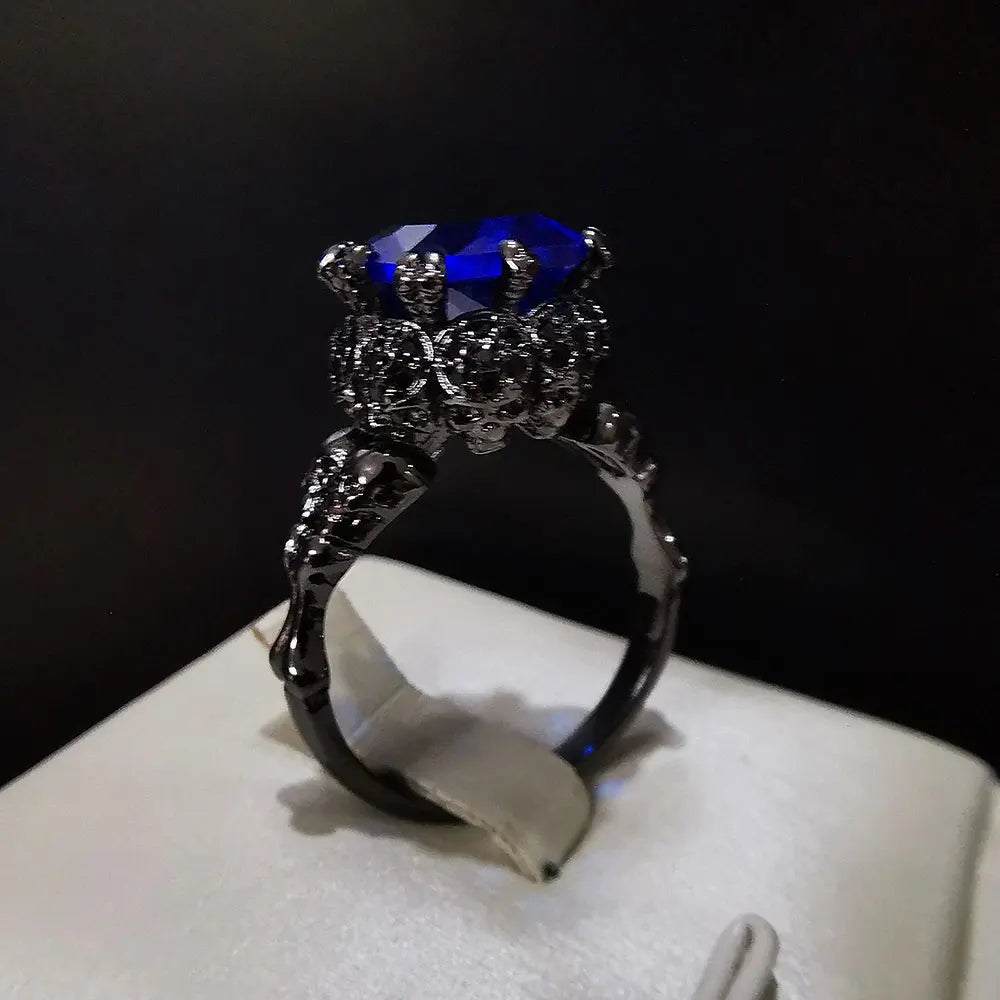 Red Crystal Skull Ring