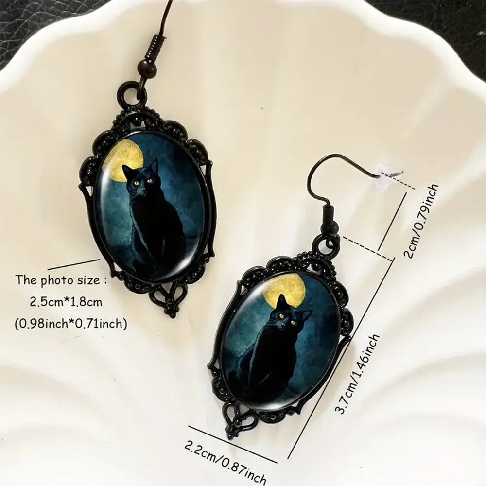 Black Cat Gothic Earrings
