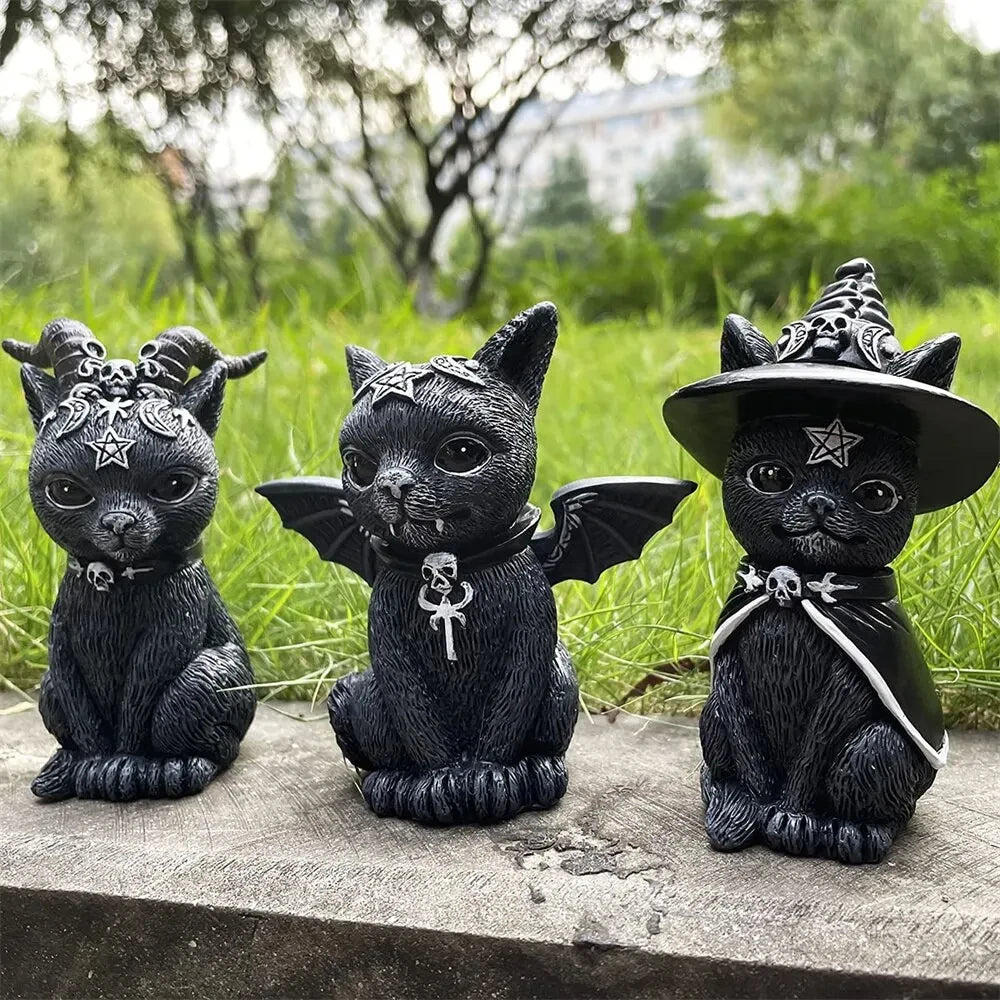 Witch Cat Figurine Desk Ornament