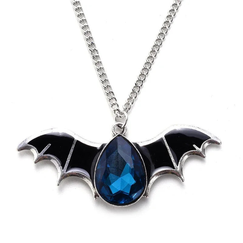 Black Bat Pendant Necklace