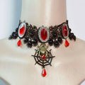 Black Lace Spiderweb Gem Choker
